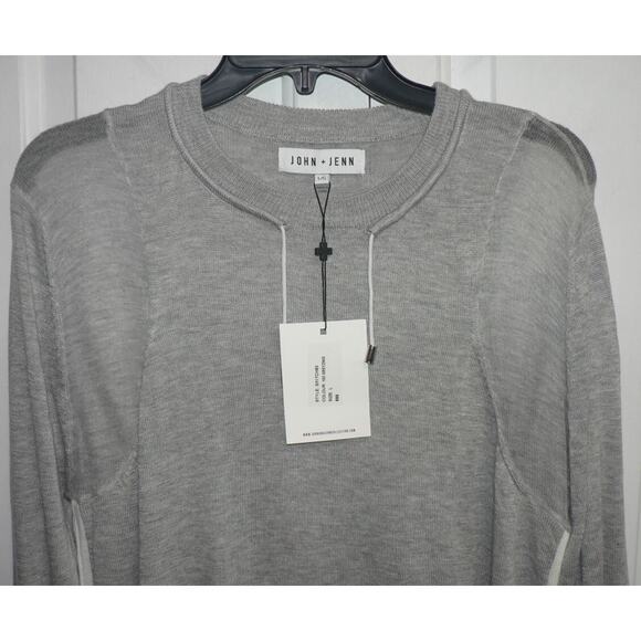 John + Jenn Womens Lightweight Inset Hi-Low Crewneck Sweater in Greyzing LG $110 - Picture 2 of 4